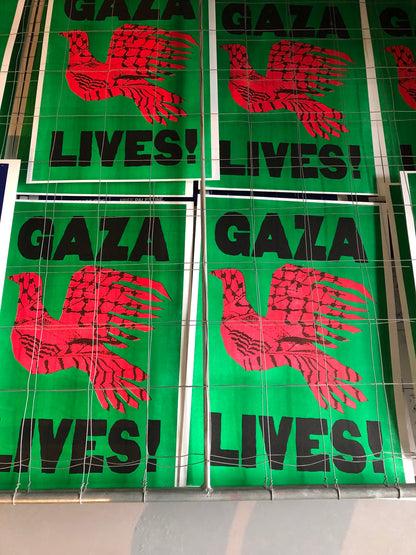 Risoprinted "Gaza Lives!" A3 Poster for Palestine Fundraiser