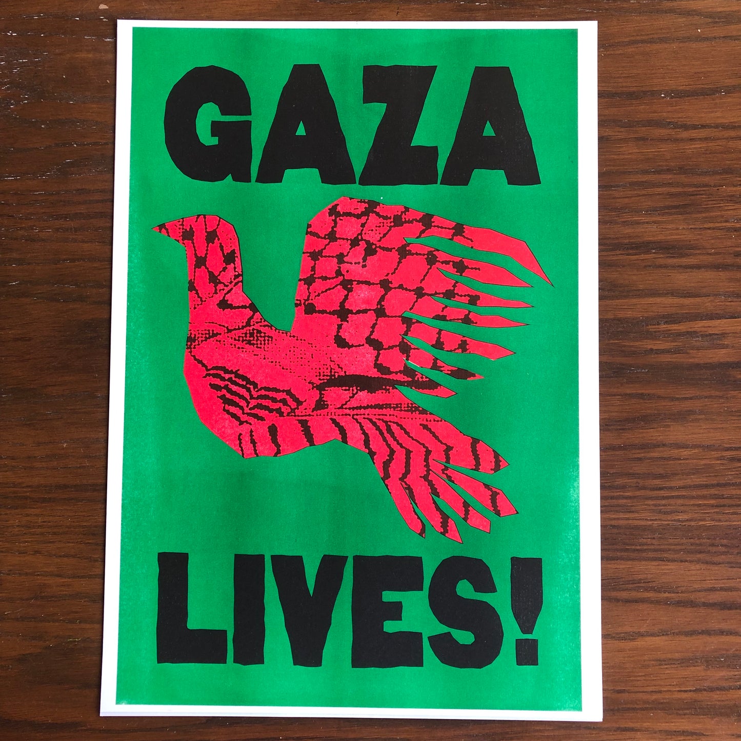 Risoprinted "Gaza Lives!" A3 Poster for Palestine Fundraiser
